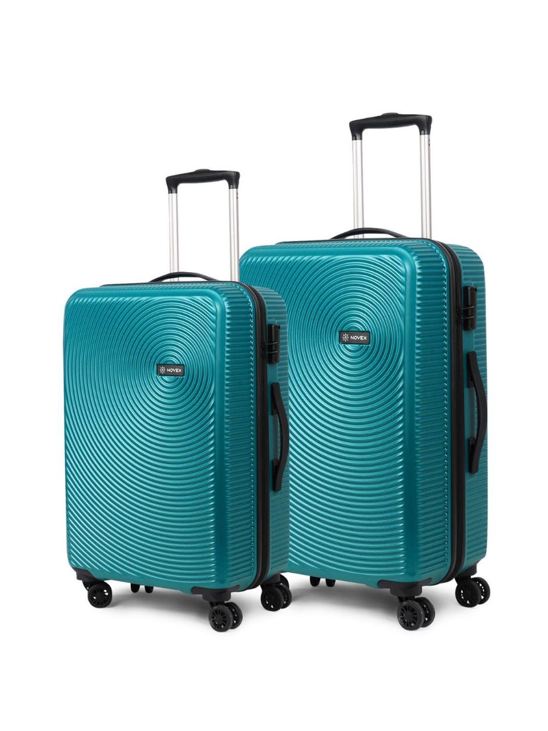 novex set of 2 green hard-sided trolley suitcase