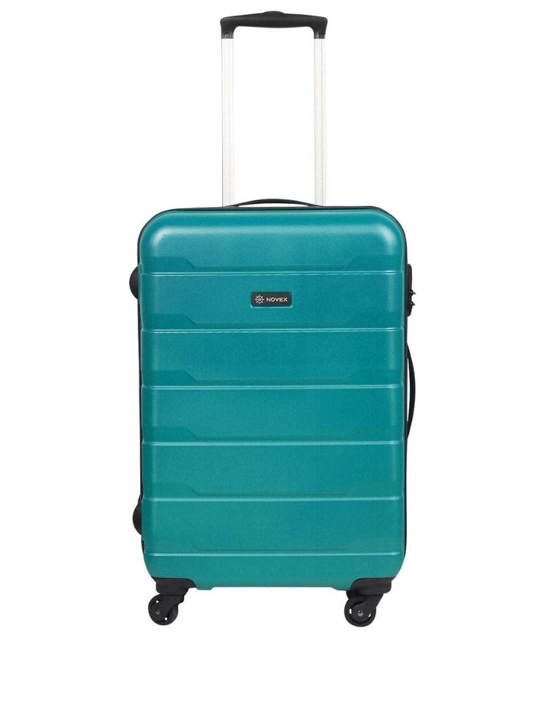 novex set of 2 green textured hard-sided trolley suitcases