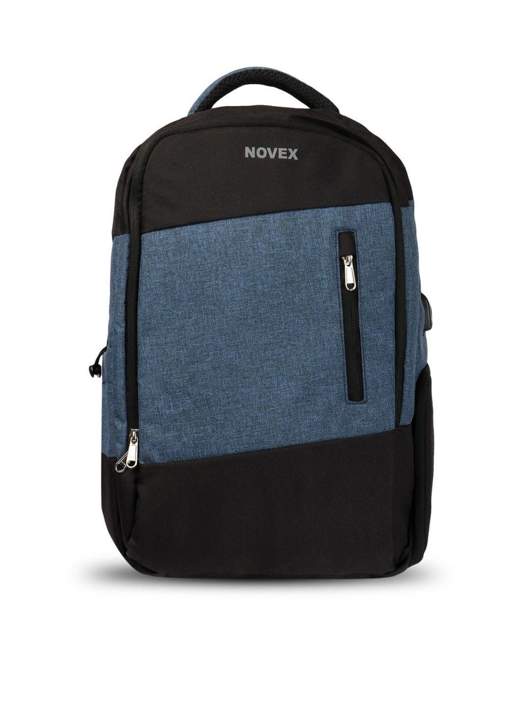 novex unisex blue & black backpack with usb charging port