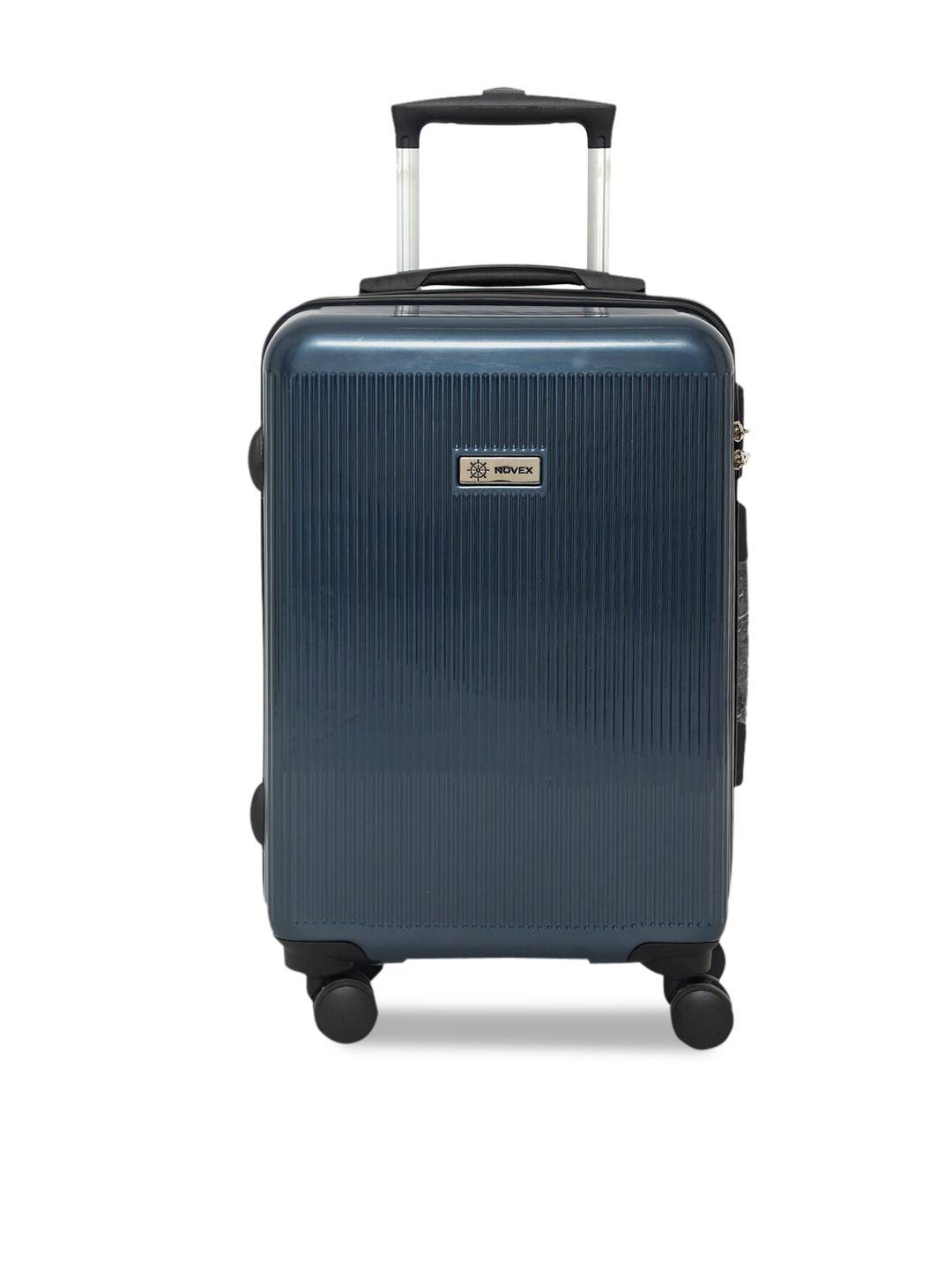 novex unisex blue solid cabin hardsided trolley suitcase