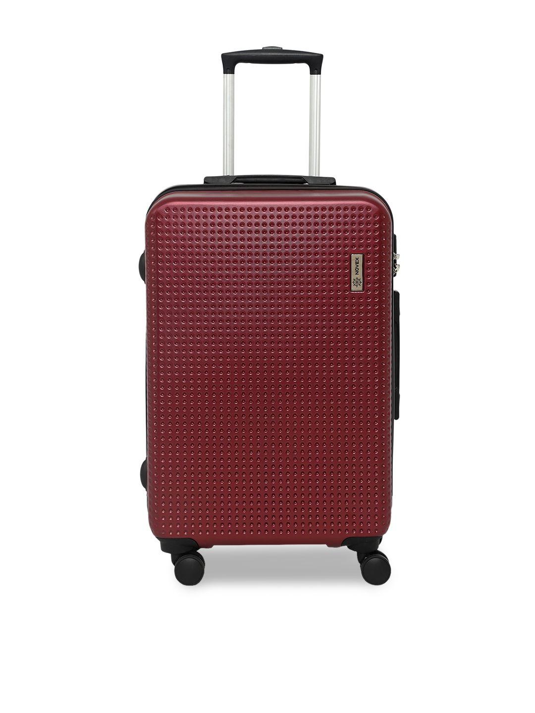 novex unisex maroon textured large hardsided trolley suitcase