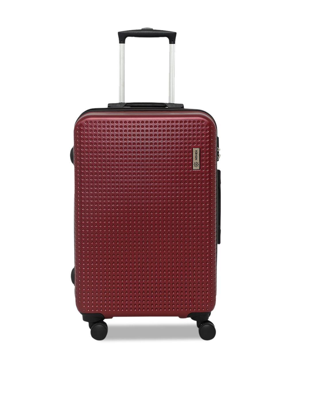 novex unisex maroon textured medium hard trolley suitcase