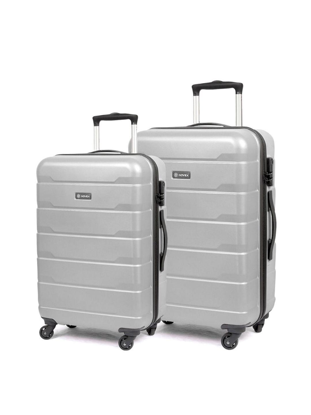 novex unisex set of 2 silver-toned textured hard-sided trolley suitcases