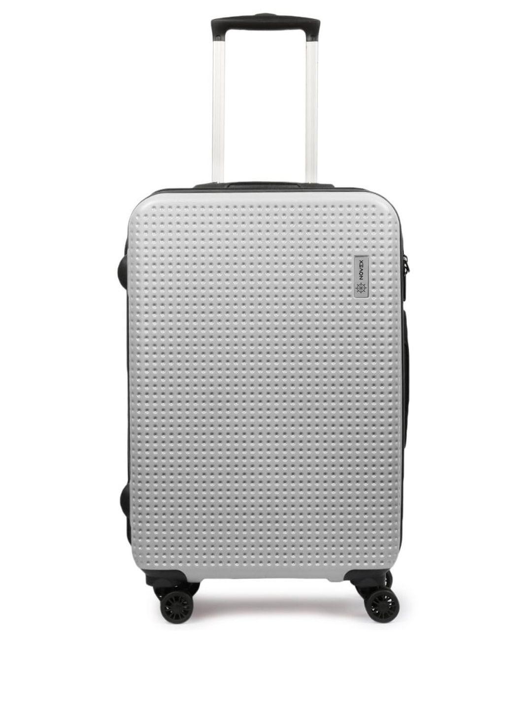 novex unisex silver-toned textured hard-sided cabin suitcase trolley bag