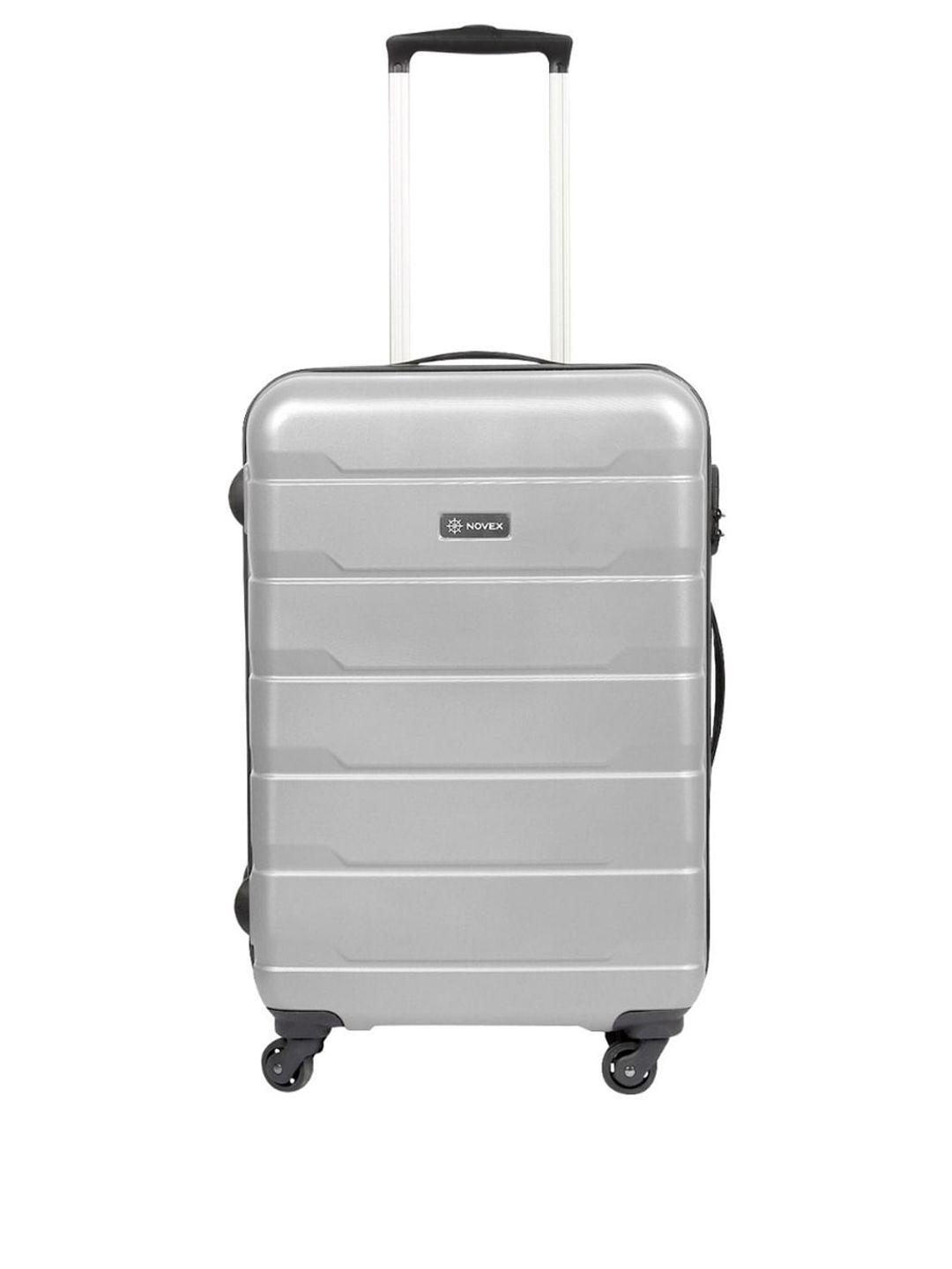novex unisex silver-toned textured hard-sided large suitcase trolley bag