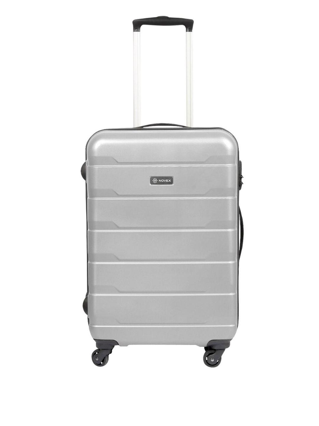 novex unisex silver-toned textured hard-sided medium suitcase trolley bag