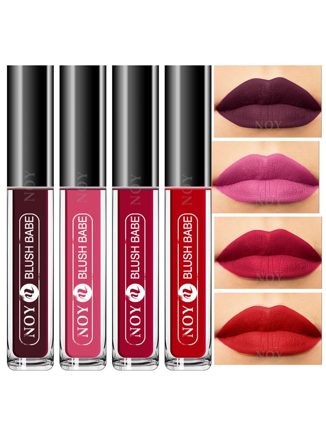 noy set of 4 blush babe smudge-free matte liquid lipstick 4 ml each - shade 01-02-03-04