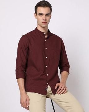 np-06 slim fit shirt with patch pocket