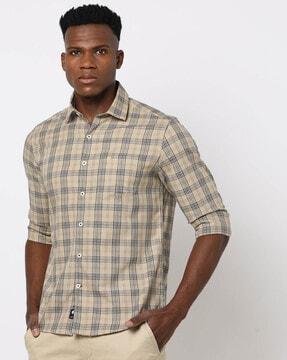 np-35 fs bsc checked slim fit shirt
