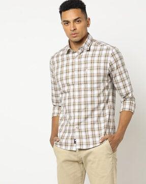 np-35 checked slim fit shirt