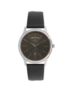 np1767sl02 workwear watch with anthracite dial & leather strap
