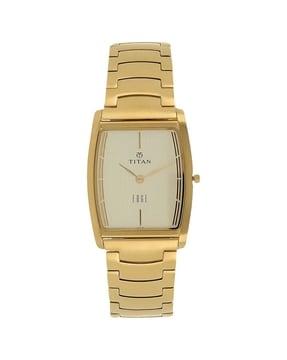 nq1044ym02 edge champagne dial golden stainless steel strap watch