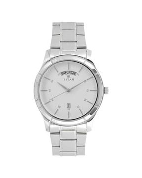 nq1767sm01 workwear watch with white dial & stainless steel strap