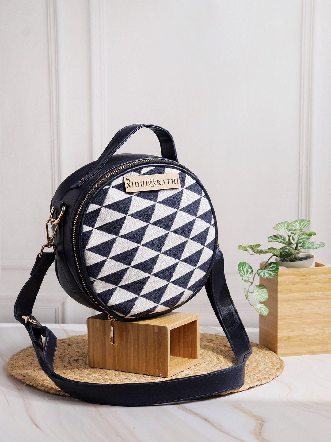 nr by nidhi rathi black geometric shopper shoulder bag