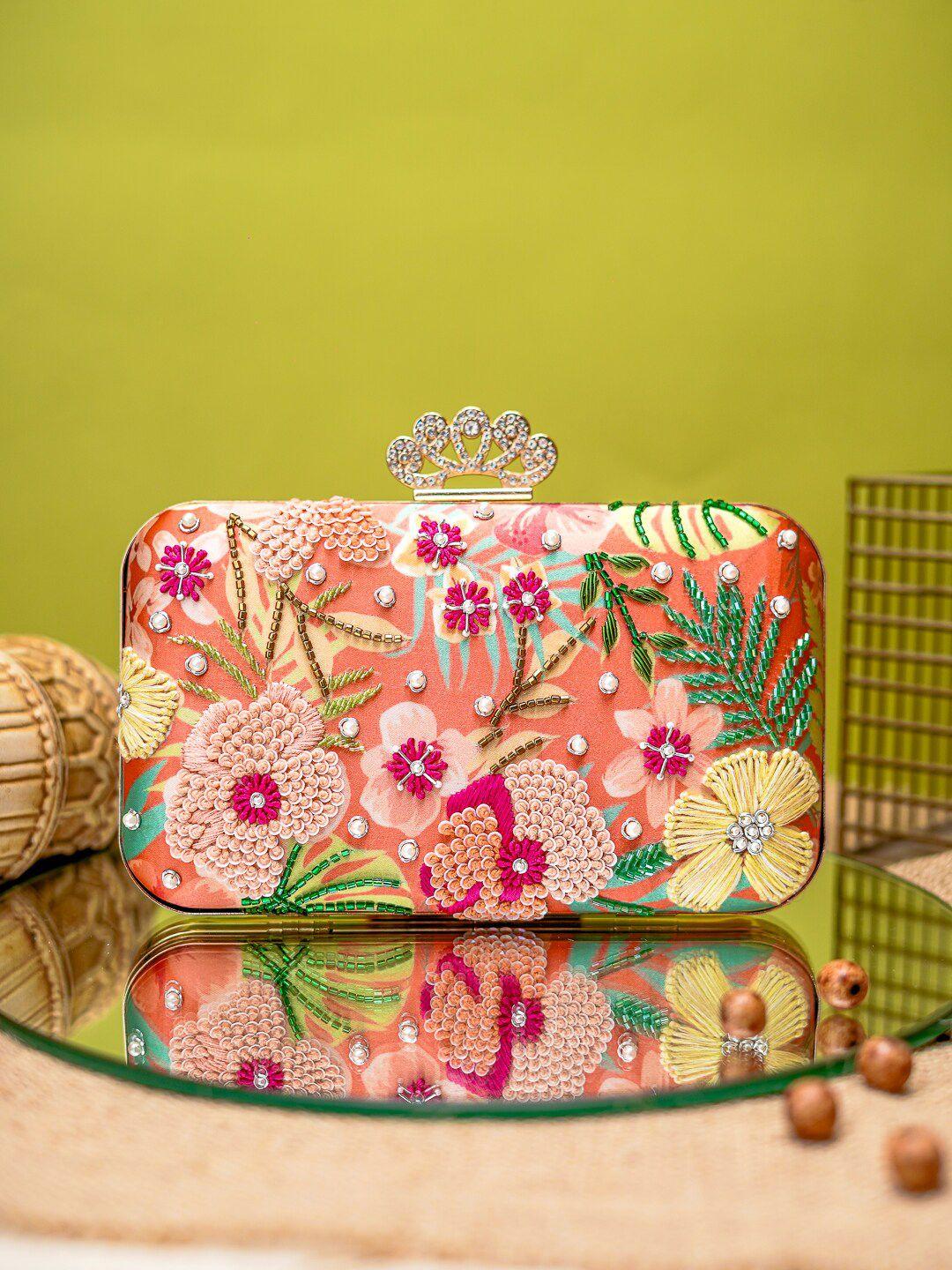 nr by nidhi rathi embroidered beads detail box clutch