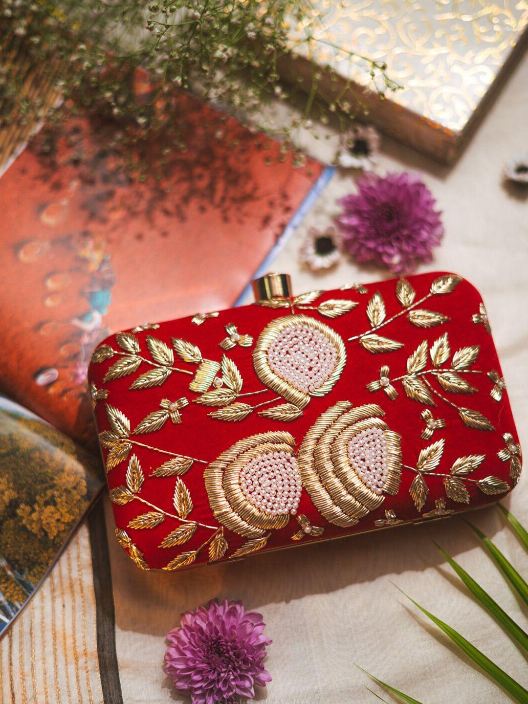 nr by nidhi rathi embroidered box clutch