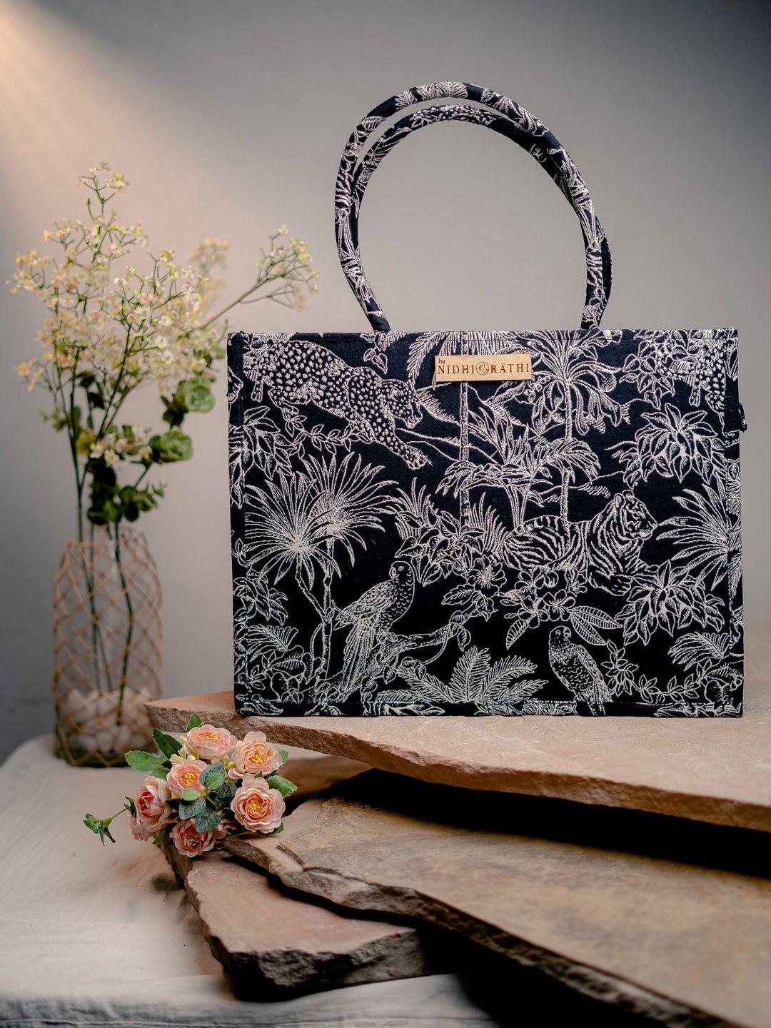 nr by nidhi rathi floral printed structured tote bag