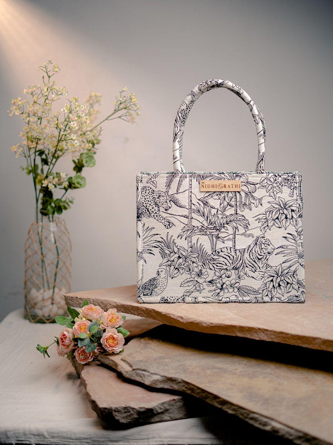 nr by nidhi rathi floral printed structured tote bag