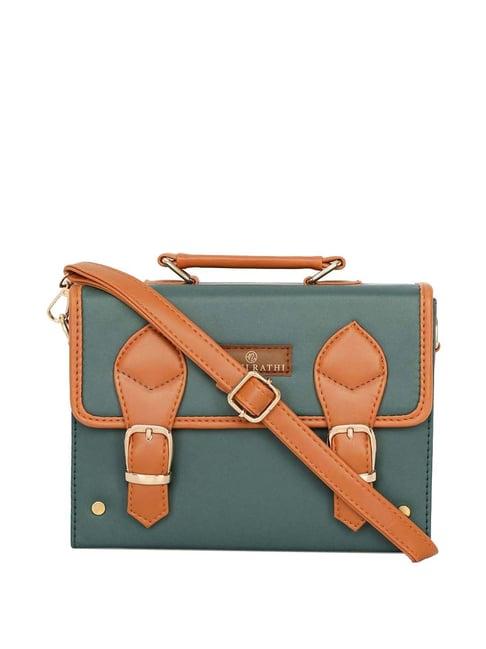 nr by nidhi rathi green solid medium satchel handbag