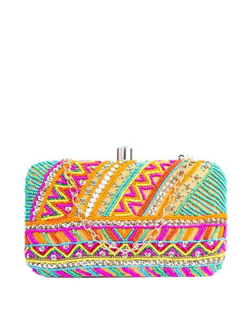 nr by nidhi rathi multicolor fabric minaudiere clutch
