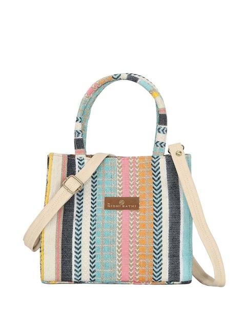 nr by nidhi rathi multicolor textured medium handbag