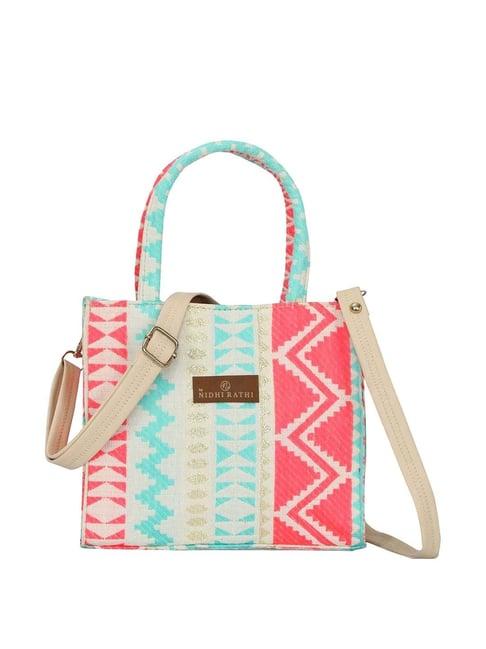 nr by nidhi rathi multicolor textured medium handbag