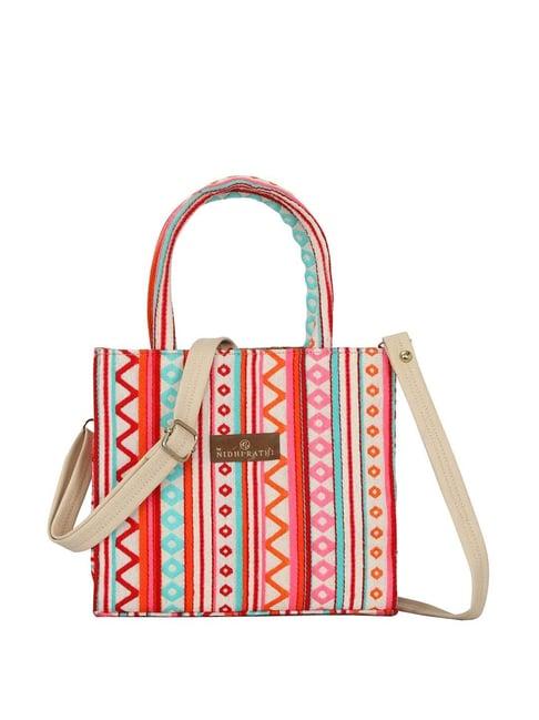 nr by nidhi rathi multicolor textured medium handbag