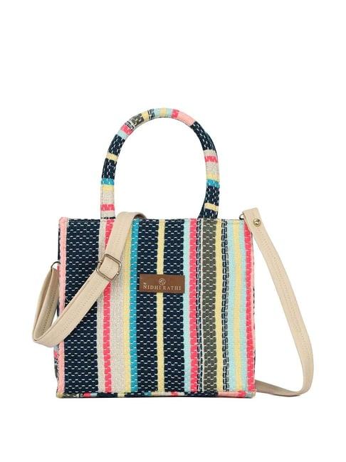 nr by nidhi rathi multicolor textured medium handbag