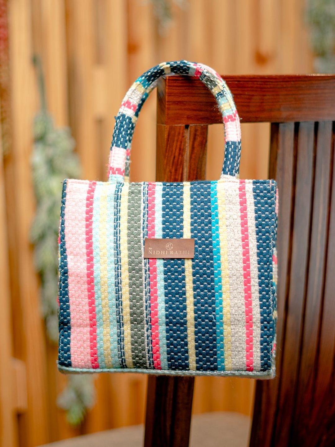 nr by nidhi rathi striped shopper tote bag