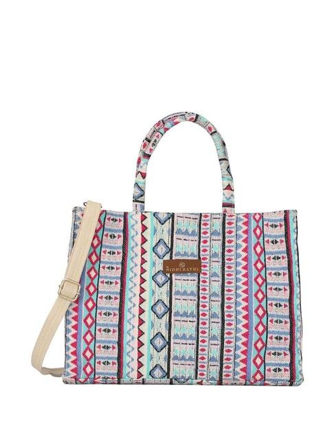 nr by nidhi rathi white textured medium tote handbag