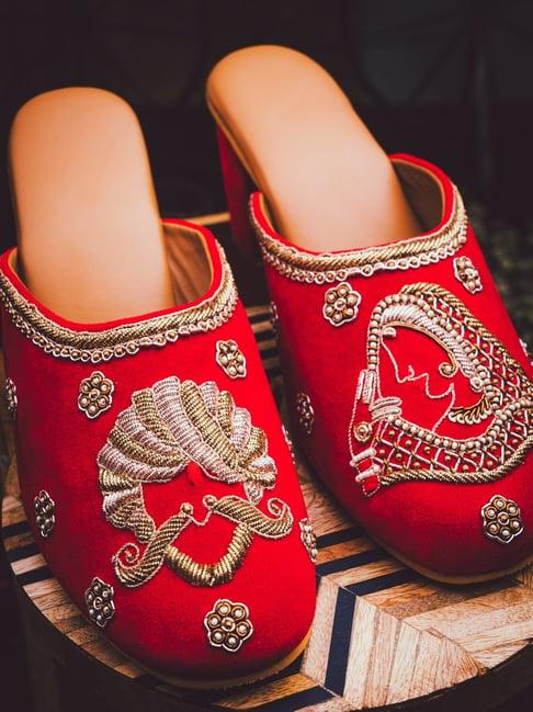 nr by nidhi rathi women's red mule shoes