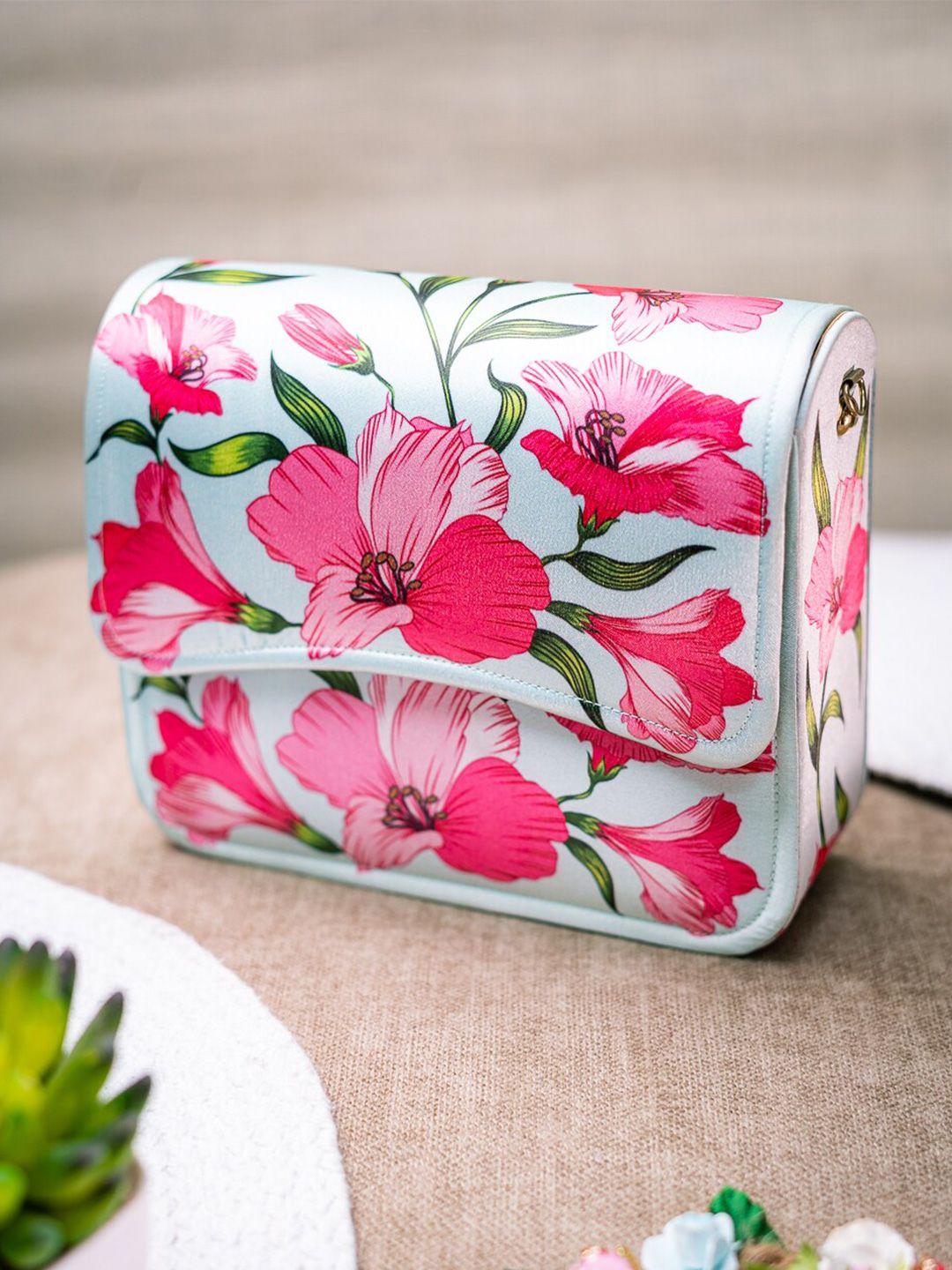 nr by nidhi rathi women floral printed fabric foldover clutch