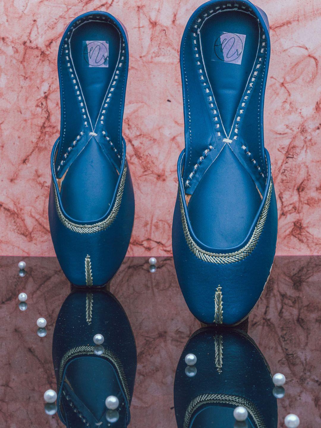 nr by nidhi rathi women navy blue mojaris flats