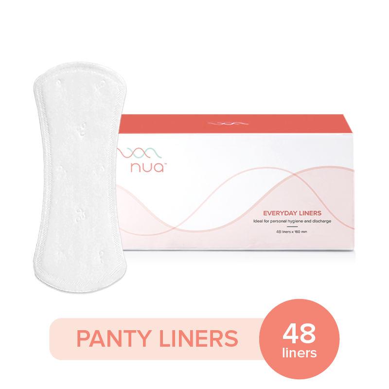 nua everyday panty liners rash-free and toxin-free - pack of 48