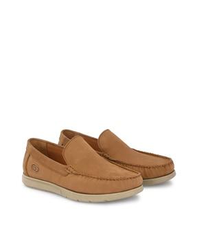 nubuck leather slip-on loafers