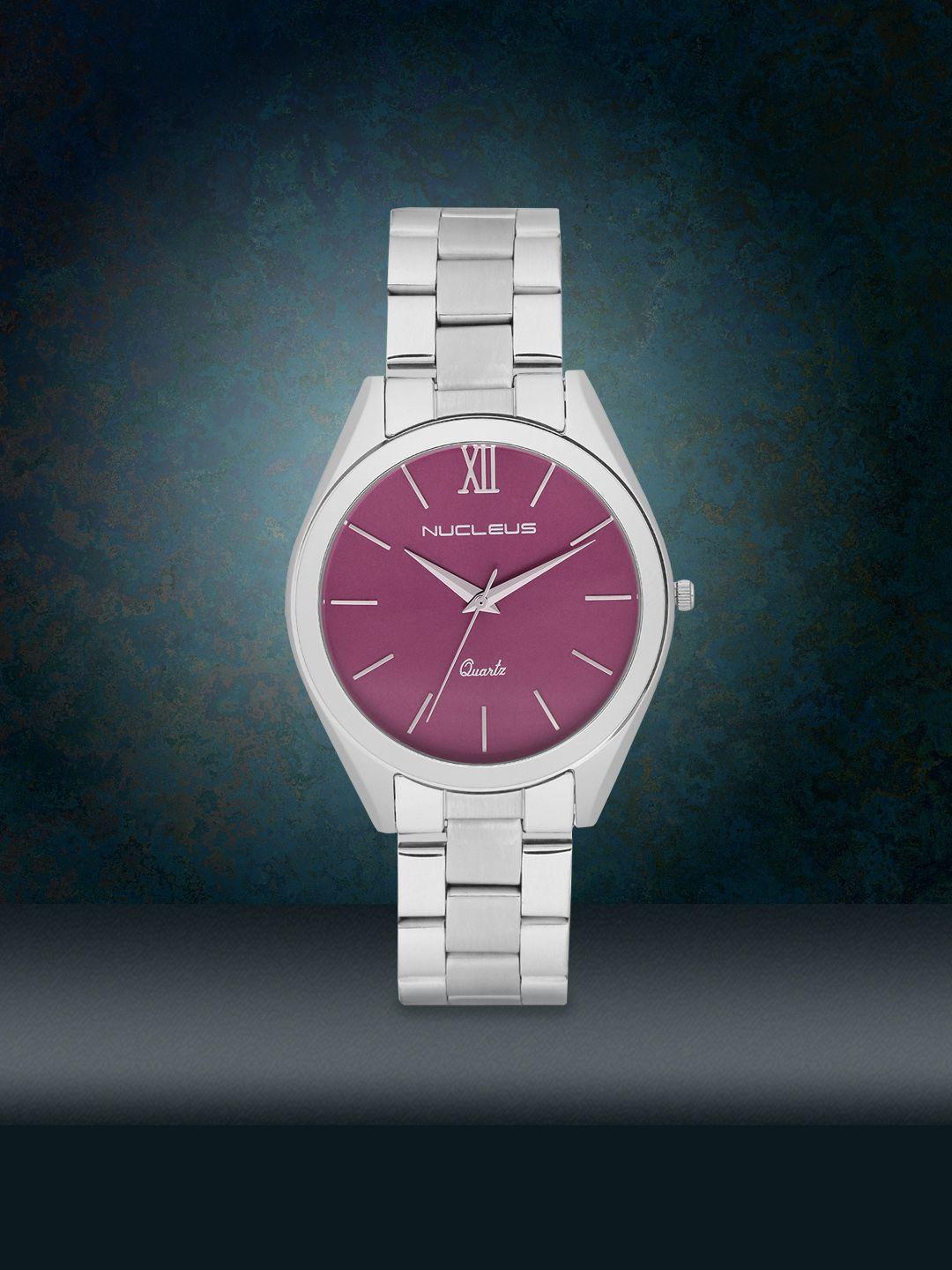nucleus women purple & silver-toned analogue watch nmksssbri