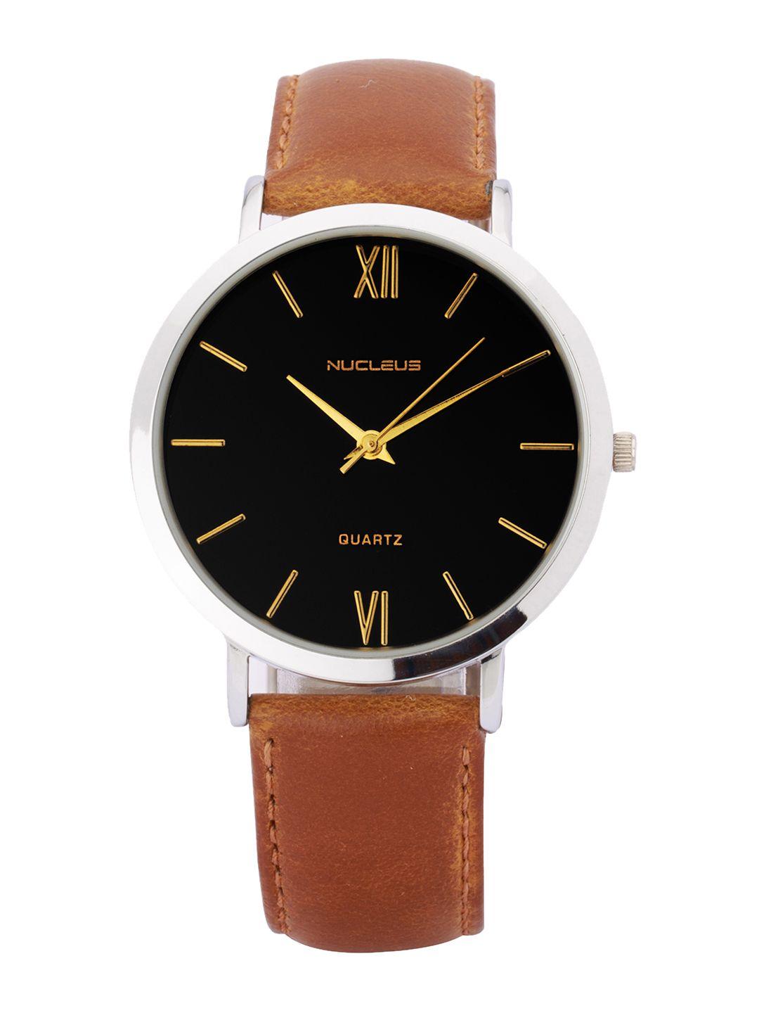 nucleus unisex black analogue leather watch lsbbi