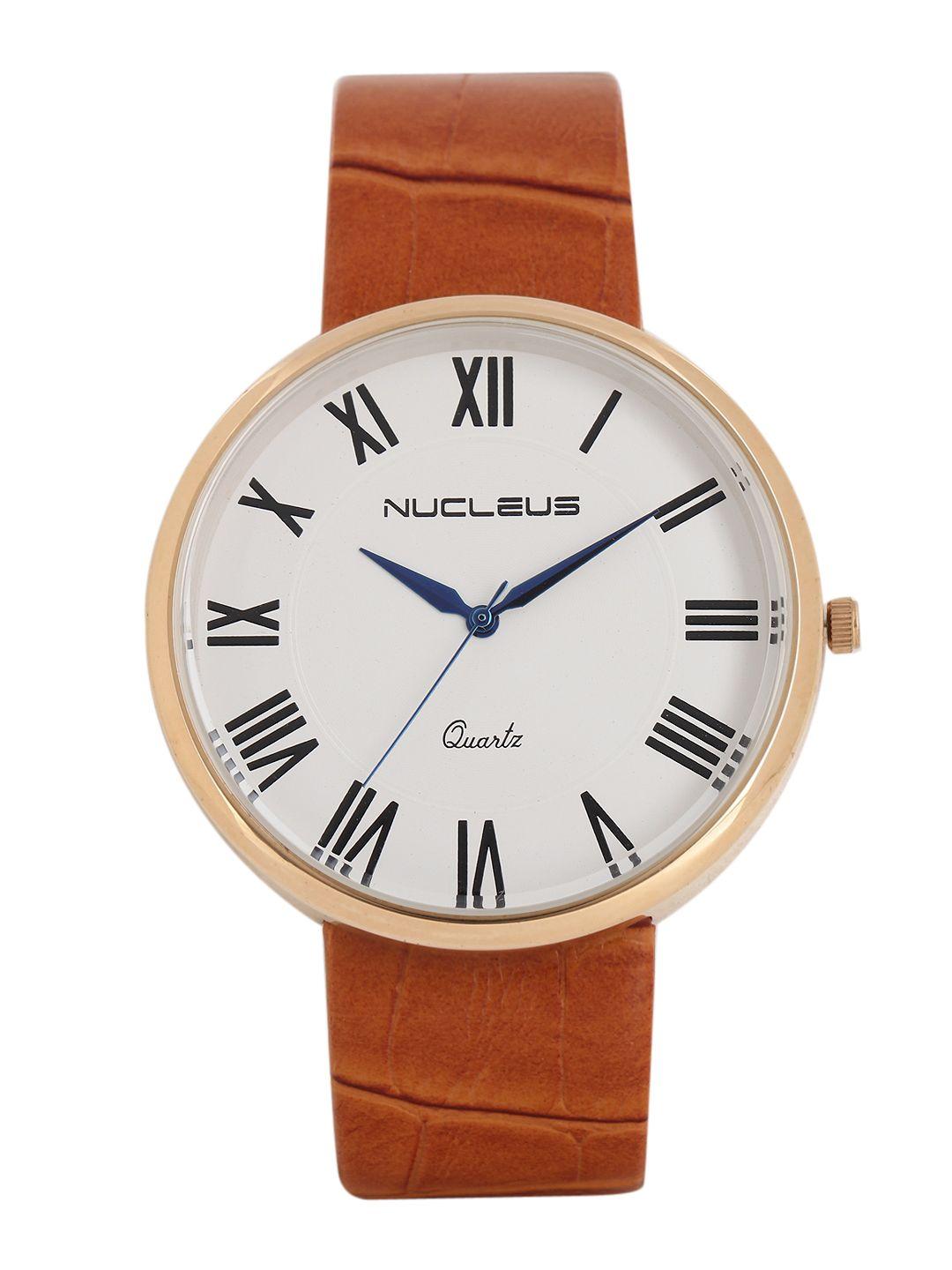 nucleus unisex white & brown analogue watch lprrgwbri-white