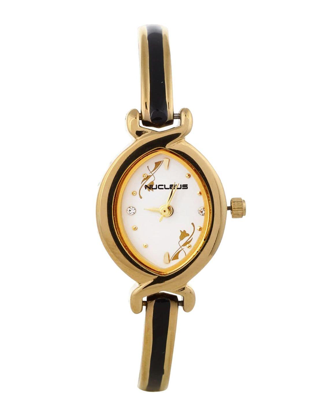 nucleus women gold-toned & white analogue watch ntlgcwbk