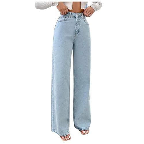 nucouths women & girls solid high waist denim relaxed fit jeans | blue | size-32