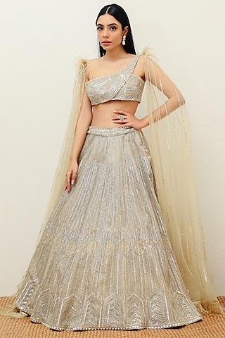 nude & gold embroidered lehenga set