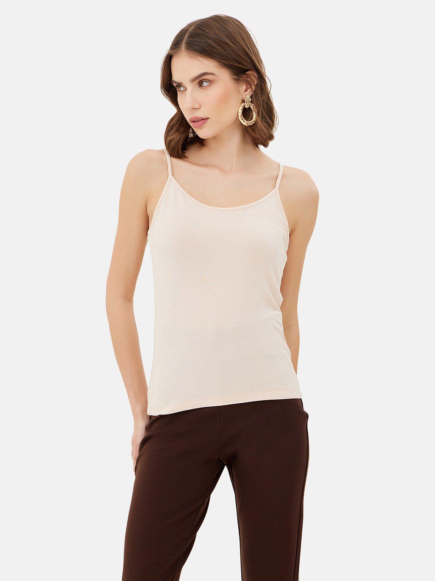 nude basic camisole top with adjustable straps