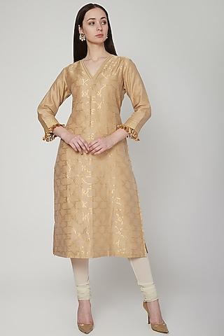 nude chanderi jaali tunic