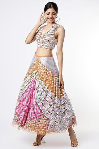 nude embellished half lehenga set