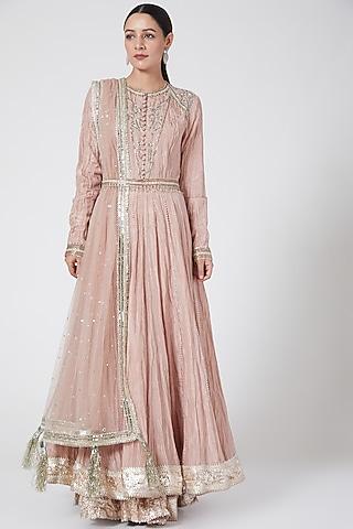 nude embroidered anarkali set