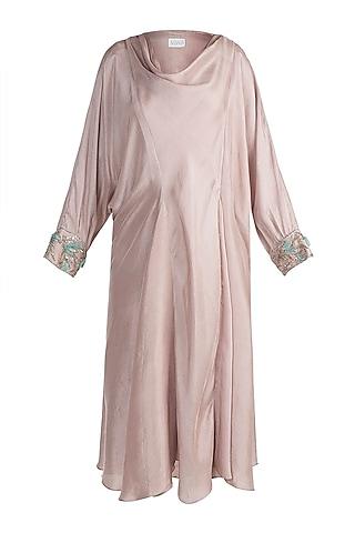 nude embroidered asymmetrical tunic
