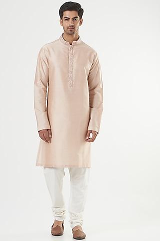 nude embroidered kurta set