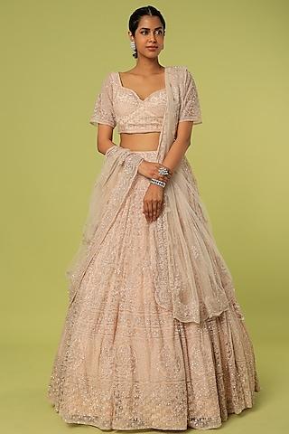 nude embroidered lehenga set