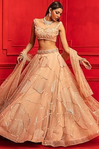 nude embroidered lehenga set