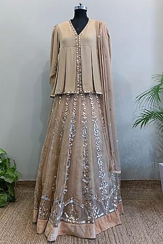 nude embroidered lehenga set